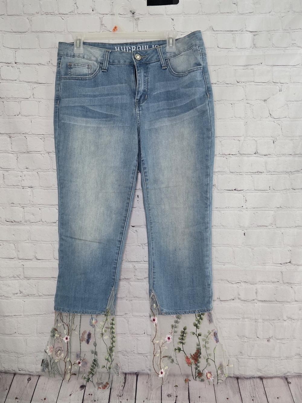 Hydraulic Nolita Whimsical Novelty embroidered Mesh Jeans Fairy Y2k Sz 10